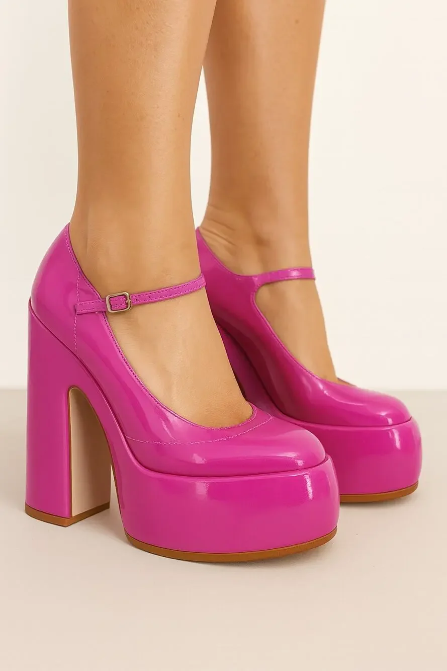 Schutz Womens Zayne Platform Mary Janes US 7 EU 37 Pink Patent Leather NIB - Picture 1 of 10